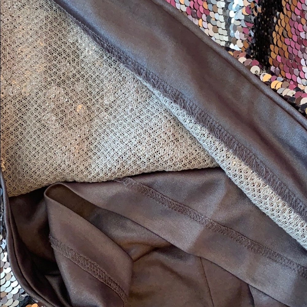 Bebe Silver Gray Sofia Double Deepv Sequined Dress - image 7